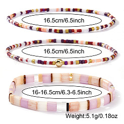 4Pcs 4 Styles Bohemia Glass Seed Beads & Synthetic Non-magnetic Hematite Beads Stretch Bracelets&nbsp;FI4586-1