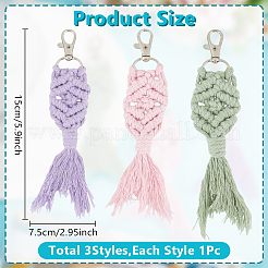3Pcs 3 Colors Fishtail Handmade Cotton Pendant Decoration&nbsp;HJEW-GO00113