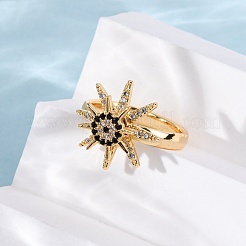 Brass Micro Pave Cubic Zirconia Finger Rings&nbsp;RJEW-S636-01G