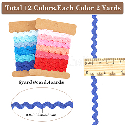 4 Cards 2 Styles  Polyester Wavy Fringe Trim Ribbon&nbsp;DIY-GF0009-48H