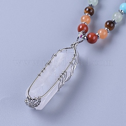 Natural Amethyst Pendant Necklace&nbsp;NJEW-I109-C02