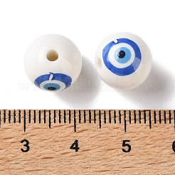 White Base Blue Evil Eye Hand Painted Ceramic Porcelain Beads&nbsp;PR-CBA3F2D-04A
