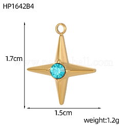 304 Stainless Steel Micro Pave Cubic Zirconia Pendants&nbsp;STAS-OY010-48G