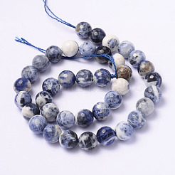 Faceted Natural Sodalite Round Bead Strands&nbsp;G-L377-45-10mm