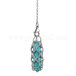 304 Stainless Steel Chain Macrame Pouch Empty Stone Holder Dowsing Pendulums&nbsp;PALLOY-JF02877-02