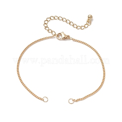 2Pcs 2 Colors Brass Curb Chains Bracelet Making&nbsp;AJEW-JB01329
