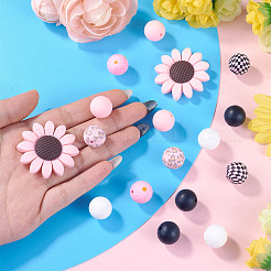 1Bag Sunflower & Round Silicone Focal Beads&nbsp;SIL-TA0003-42