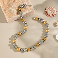 European 8MM 304 Stainless Steel Silver Round Beaded Necklaces for Women&nbsp;OD8849-3