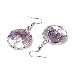 Natural Mixed Stone & Brass Dangle Earring&nbsp;EJEW-JE05981