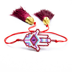Glass Seed Beaded Link Bracelets&nbsp;AU4497-1
