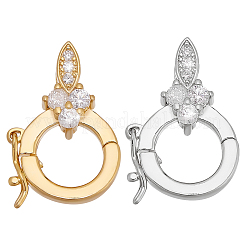 2Pcs 2 Colors S925 Sterling Silver Micro Pave Clear Clear Cubic Zirconia Twister Clasps&nbsp;STER-PH0003-56