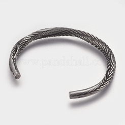 304 Stainless Steel Cuff Bangles&nbsp;BJEW-P192-09AS