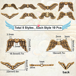80Pcs 8 Style Tibetan Style Alloy Beads&nbsp;TIBEB-SC0001-17