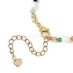 Natural Agate & Cultured Freshwater Pearl & Brass Beaded Bracelets for Women&nbsp;BJEW-JB12850