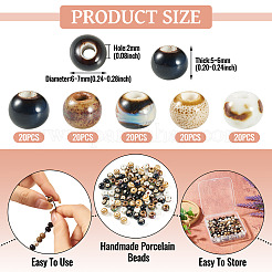 100Pcs 5 Colors Handmade Porcelain Beads&nbsp;PORC-TA0001-52A