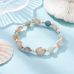 Natural & Synthetic Mixed Gemstone Beaded Stretch Bracelet&nbsp;BJEW-JB09516-01