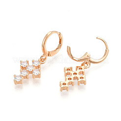 Cross Brass Micro Pave Cubic Zirconia Dangle Leverback Earrings&nbsp;EJEW-N058-17A-G