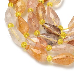 Natural Yellow Hematoid Quartz/Golden Healer Quartz Beads Strands&nbsp;G-G453-F06-8x16mm
