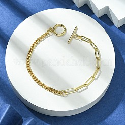 Brass Curb & Paperclip Chain Bracelet with Toggle Clasps&nbsp;BJEW-JB10020