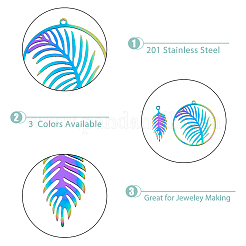 12Pcs 6 Styles 201 Stainless Steel Pendants&nbsp;STAS-DC0013-81