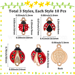 30Pcs 3 Styles Alloy Red and Black Enamel Connector Charms&nbsp;FIND-SC0022-63