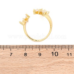 Brass Micro Pave Clear Cubic Zirconia Cuff Rings for Women&nbsp;RJEW-U047-25G