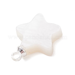 Natural Freshwater Shell Flower Star Heart Charms with Brass Bails&nbsp;PALLOY-JF05098