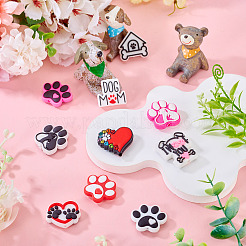 10Pcs 10 Styles Dog Paw Print Food Grade Eco-Friendly Silicone Beads&nbsp;SIL-TA0003-43
