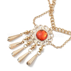 Alloy Cubic Zirconia Flower Tassel Bell Chain Belts for Women&nbsp;LS-AJEW-D300-01G
