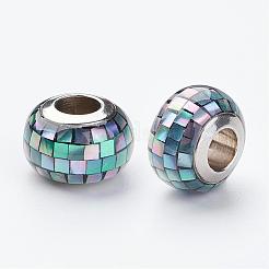 304 Stainless Steel Resin European Beads&nbsp;RPDL-G001-A