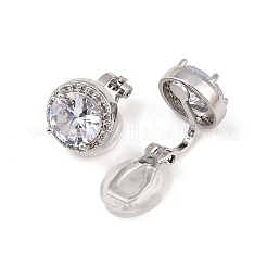Brass Micro Pave Clear Cubic Zirconia Cuff Earrings&nbsp;EJEW-Z148-01P