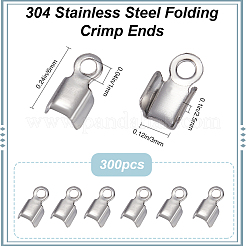 300pcs 304 Stainless Steel Folding Crimp Ends&nbsp;STAS-SP0001-75