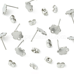 10Pcs 201 Stainless Steel Stud Earring Findings with Hole&nbsp;EJEW-FS0001-14C