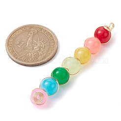 Colorful Imitation Jade Glass Round Bead Pendants&nbsp;PALLOY-JF02449-01