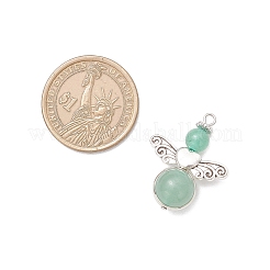 4Pcs 4 Styles Christmas Natural Carnelian & Green Aventurine & Rose Quartz & Amethyst Angel Pendants&nbsp;PALLOY-TA00288