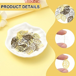 75Pcs 3 Colors Leaf Iron Pendants&nbsp;IFIN-YW0003-67