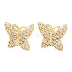 Brass Micro Pave Clear Cubic Zirconia Stud Earrings&nbsp;EJEW-F400-02D-G