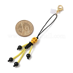 Halloween Theme Skeleton Glass Seed & Natural Black Onyx & Synthetic Turquoise Beaded Pendant Decorations&nbsp;HJEW-MZ00284-03