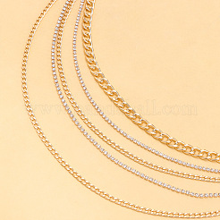 Alloy Crystal Rhinestone Curb Chain Multilayer Waist Belly Chains for Women&nbsp;FS-WGC55BA-01