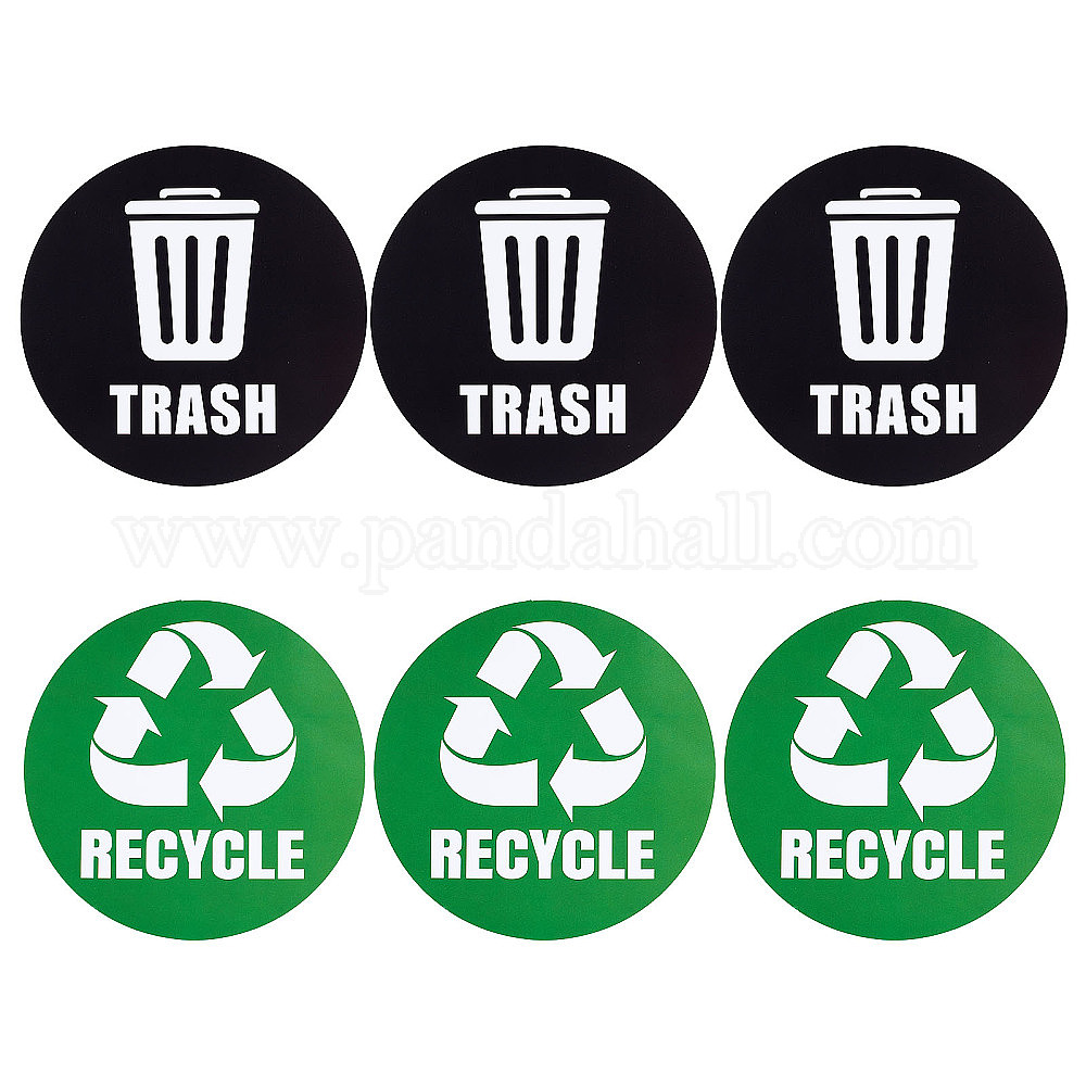 Rectangular Trash Signs Wholesale 6Pcs 2 Styles PVC Garbage Recycle Trash sign stickers ...