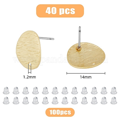 40Pcs Iron Textured Stud Earring Finding&nbsp;IFIN-HY0001-02MLG-1