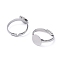 Brass Pad Ring Base Findings, Adjustable, Cadmium Free & Lead Free, Platinum, Inner Diameter: 17mm, Tray Size: 10mm