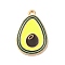 Alloy Enamel Pendants, Light Gold, Fruit, Avocado, 23x15x1mm, Hole: 1.6mm