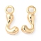 Brass Charms, Real 18K Gold Plated, Letter J, 13.5x6x3.5mm, hole: 2mm