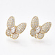 Brass Micro Pave Cubic Zirconia Stud Earring Findings&nbsp;KK-S350-423-1