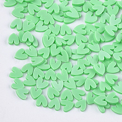 Handmade Polymer Clay Nail Art Decoration, Fashion Nail Care, No Hole, Heart, Light Green, 4~6x4~5x1~2mm
