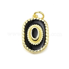 Brass Enamel Pendants, with Jump Rings, Cowboy Hat Charm, Long-Lasting Plated, Lead Free & Cadmium Free, Real 18K Gold Plated, Rack Plating, Black, 18x12.5x4mm, Hole: 3mm
