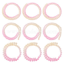 12 Strands 3 Styles Gradient Color Baking Paint Glass Bead Strands&nbsp;DGLA-TA0001-21C