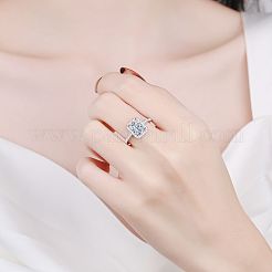 Rhodium Plated 925 Sterling Silver Micro Pave 8.2x4.9mm Moissanite Finger Rings for Women&nbsp;WG8E258-74
