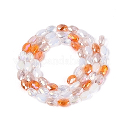 Electroplate Imitation Jade & Opaque & Transparent Glass Beads Strands&nbsp;EGLA-Q135-4x6MM-01C